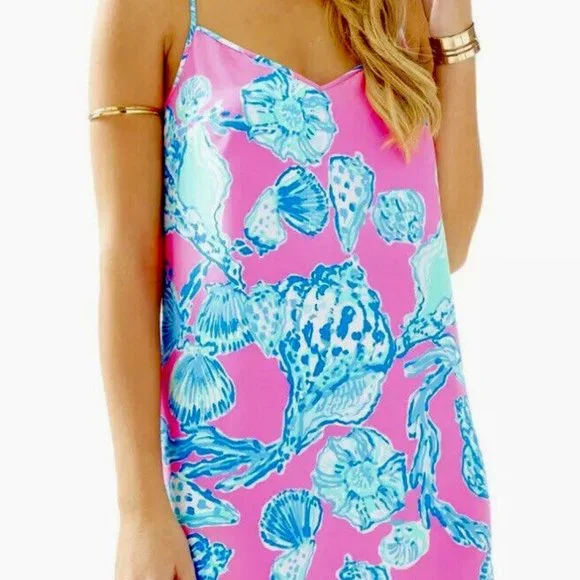 Lilly Pulitzer NWT Dusk Silk Dress Barefoot Princess Pink Pout $198 Size XXS - Picture 3 of 9